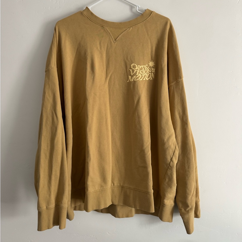 Men's Crewneck Sweatshirt in Mustard with Chest Logo